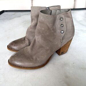 Almost new Sam Edelman Mariella leather ankle boots booties chunky heel grey tan